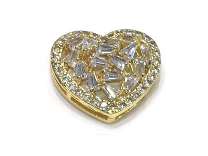 1PCS Brass Cubic Zirconia Heart Accessories