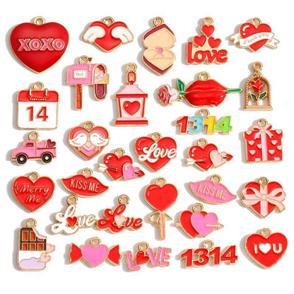 5PCS Valentines Theme Collection Charm For Jewelry Making Findings