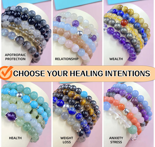 Natural Healing Crystal Bracelet Set