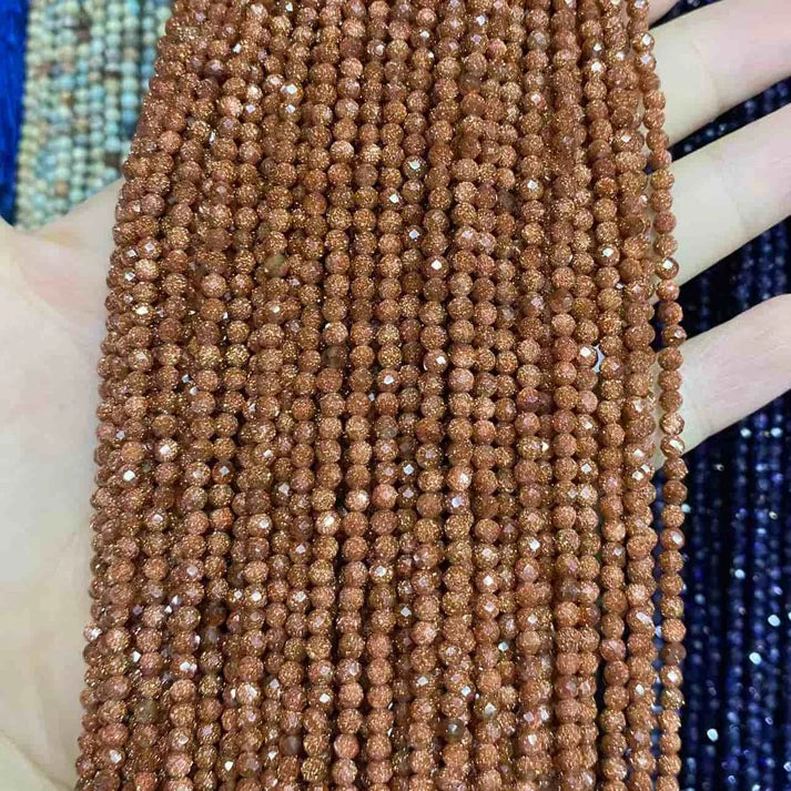 2mm 3mm 4mm Faceted Round Sandstone Beads