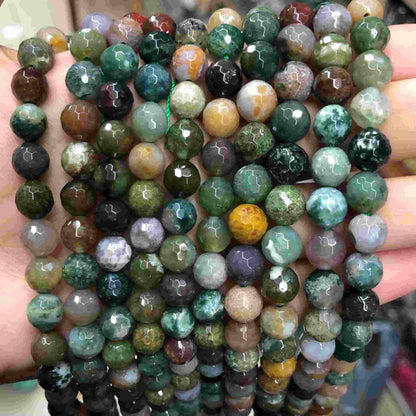 Round Faceted Beads Crystal/Quartz/Jasper/Agate 6mm 8mm 10mm
