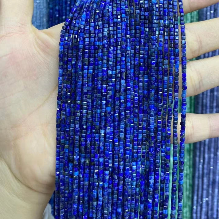 Cube Shape Lapis Beads