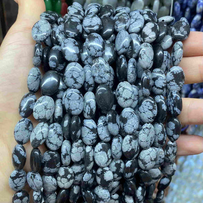 Smooth Flat Oval Beads 10x14mm Quartz/Jasper/Agate/Crystal