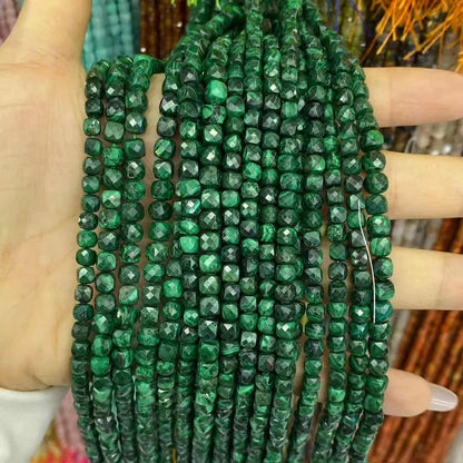 Cube Shape Malachite Beads