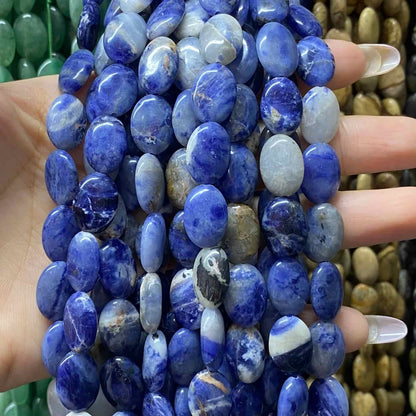 Smooth Flat Oval Beads 10x14mm Quartz/Jasper/Agate/Crystal