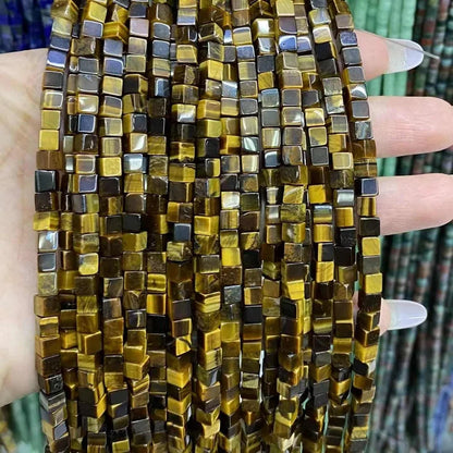 Cube Shape Tigers Eye Beads