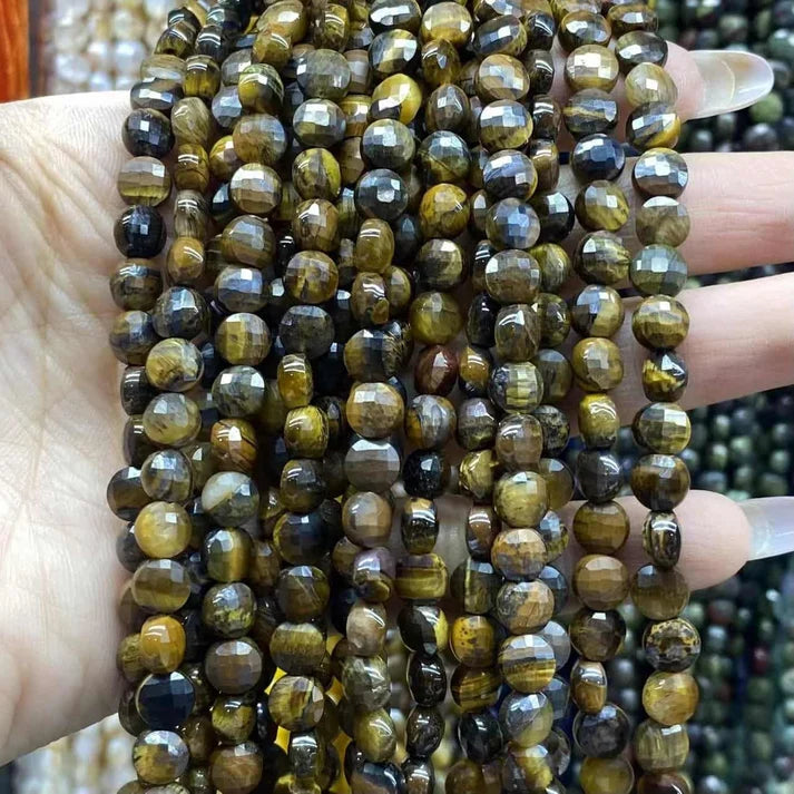 Coin Shape Tigers Eye Beads