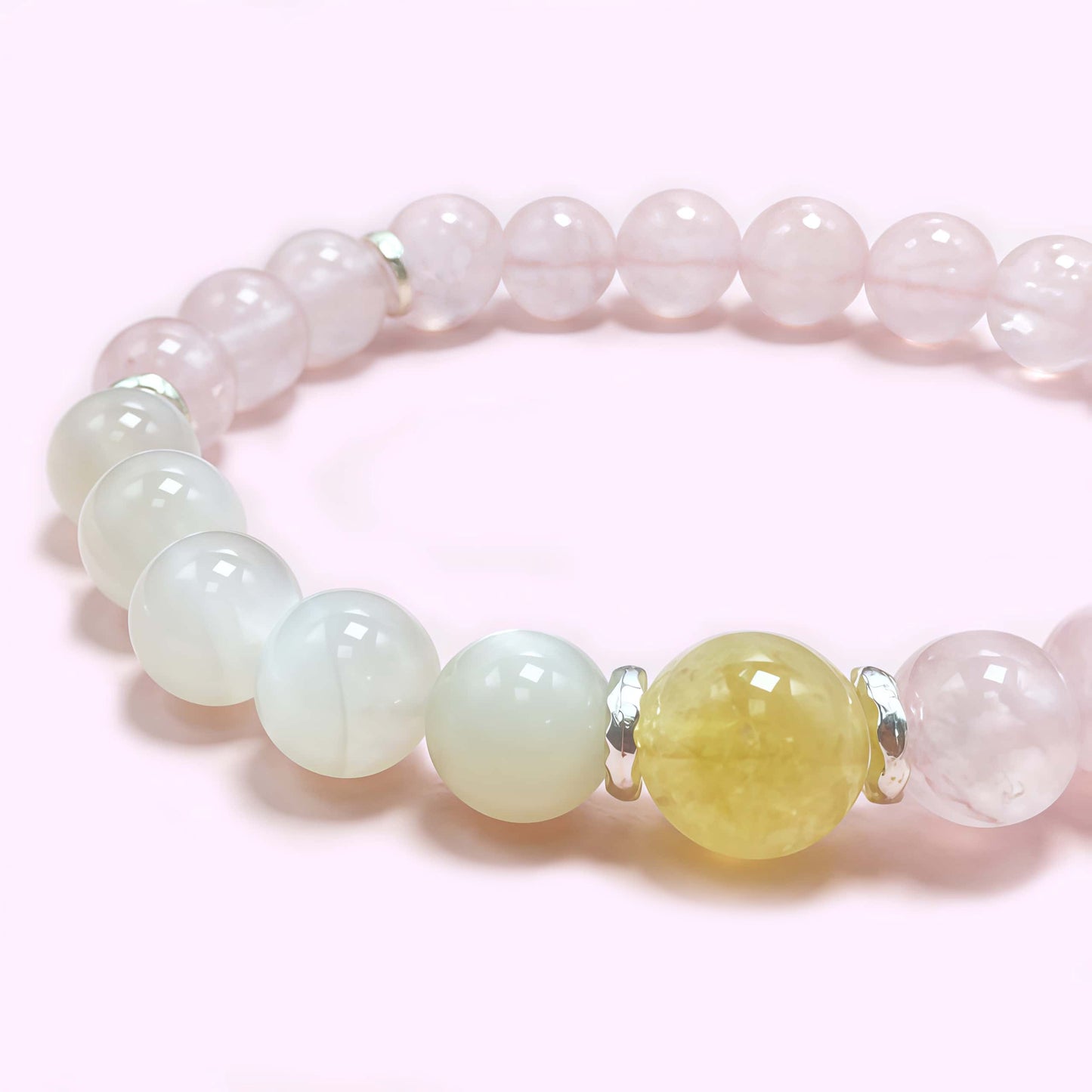 Multi Rose Quartz Crystal Bracelet for Love and Relationship
