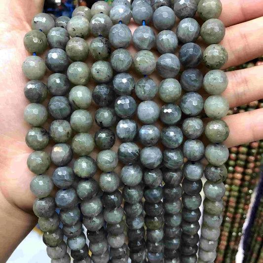 Faceted Round Labradorite Beads