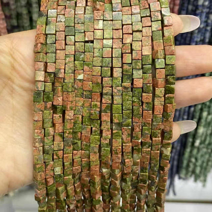 Square Cube Beads 4x4mm Quartz/Jasper/Agate/Crystal