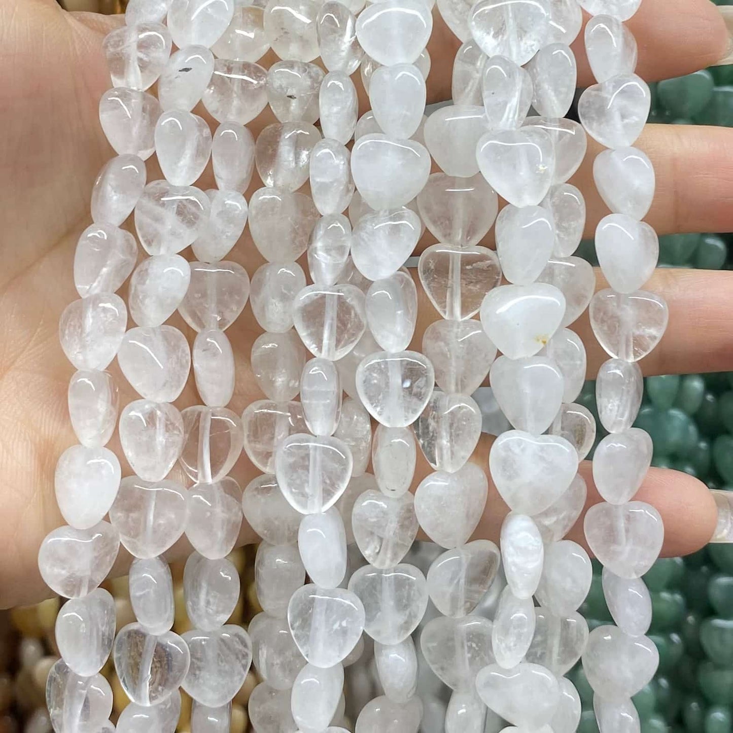 Smooth Heart Shape Beads 10mm/15mm Quartz/Jasper/Agate/Crystal