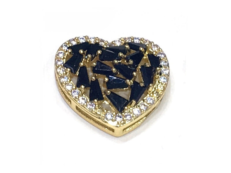 1PCS Brass Cubic Zirconia Heart Accessories