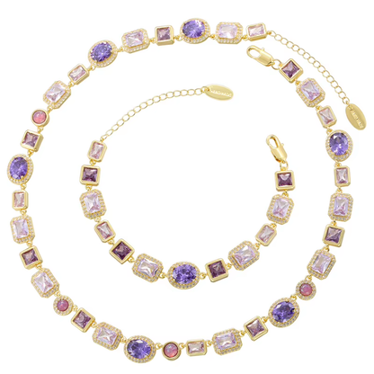 Stunning Jade Diamond Jewelry Set with Necklace, Earrings, Ring and Luxury Gift Box
