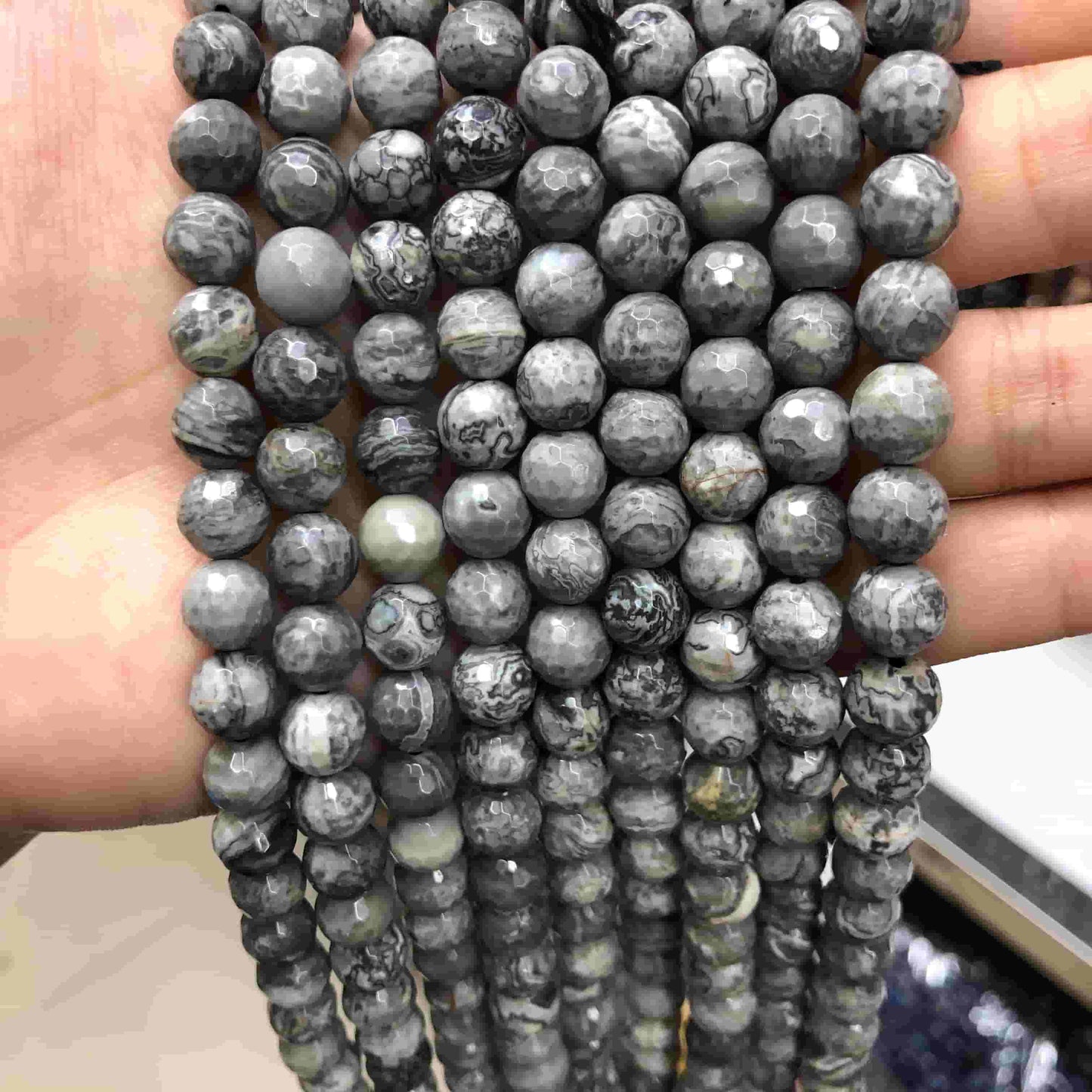 Round Faceted Beads Crystal/Quartz/Jasper/Agate 6mm 8mm 10mm