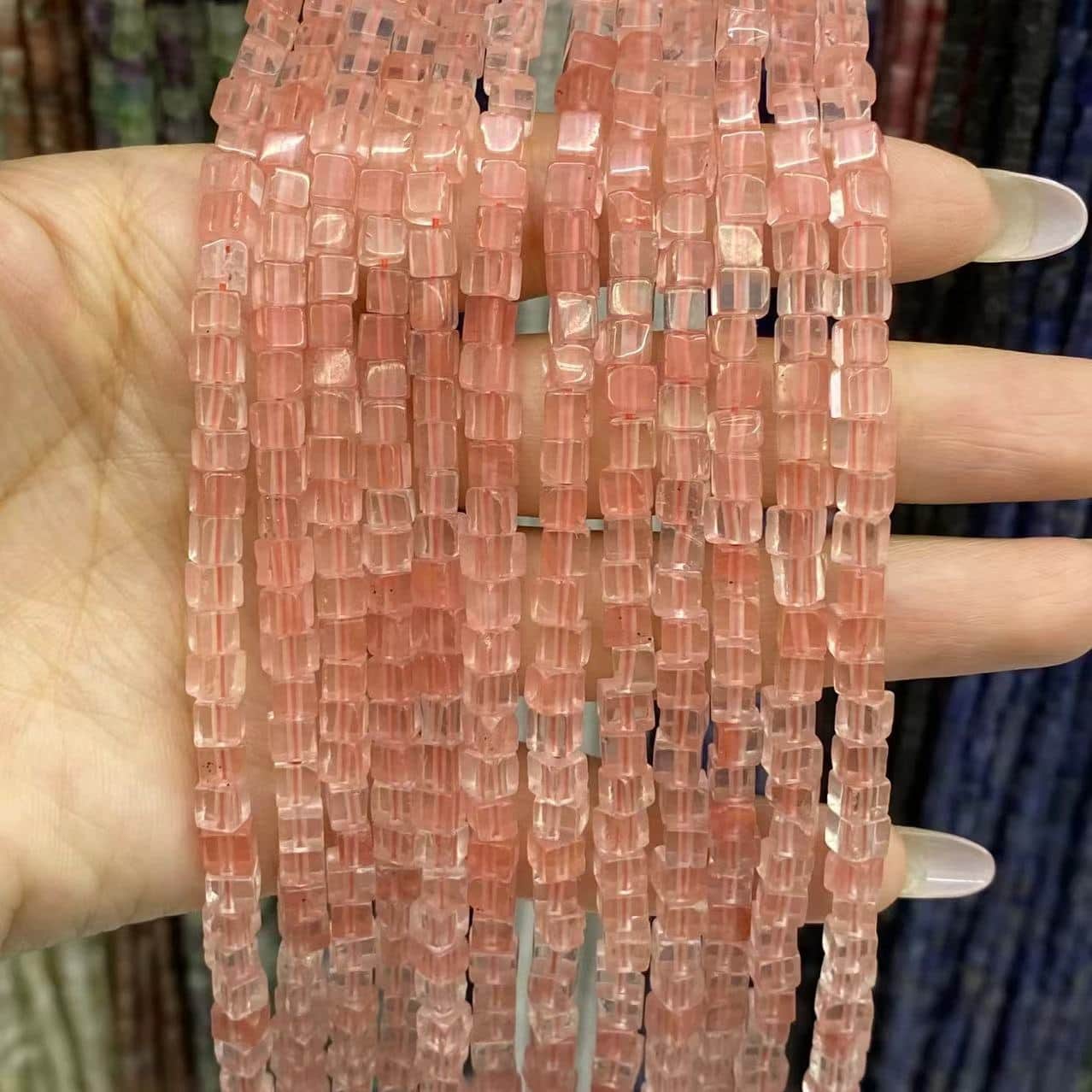 Square Cube Beads 4x4mm Quartz/Jasper/Agate/Crystal