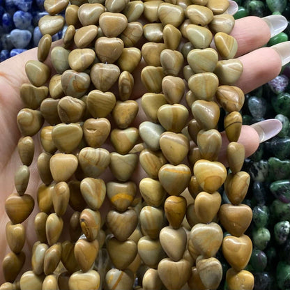 Smooth Heart Shape Beads 10mm/15mm Quartz/Jasper/Agate/Crystal