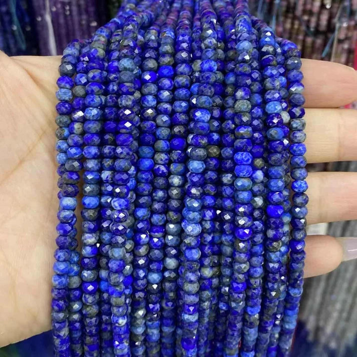 Faceted Rondelle Lapis Beads