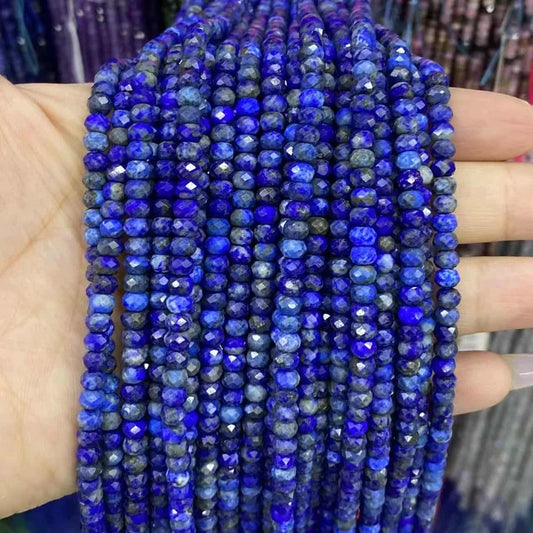 Faceted Rondelle Lapis Beads