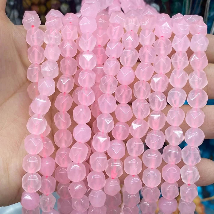 Diamond Shape Rose Quartz Beads