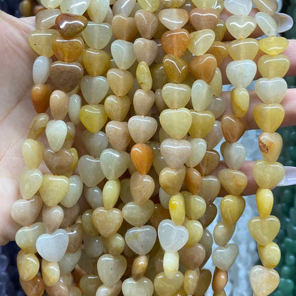 Smooth Heart Shape Beads 10mm/15mm Quartz/Jasper/Agate/Crystal