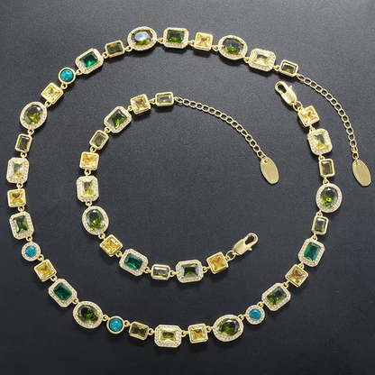Stunning Jade Diamond Jewelry Set with Necklace, Earrings, Ring and Luxury Gift Box