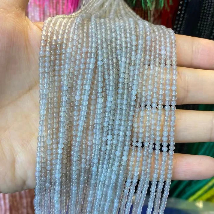 Grey Agate Tiny Smooth Round Beads 2mm 3mm 4mm