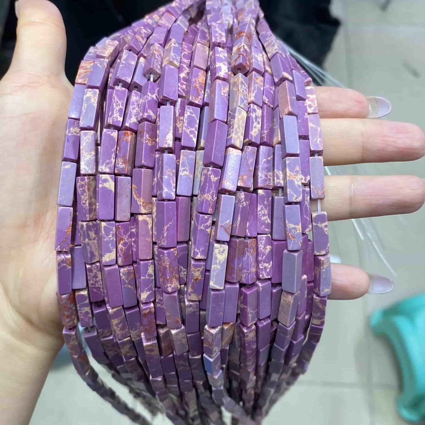 Square Tube Beads 4x13mm Quartz/Jasper/Agate/Crystal