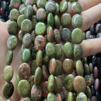 Smooth Flat Oval Beads 10x14mm Quartz/Jasper/Agate/Crystal