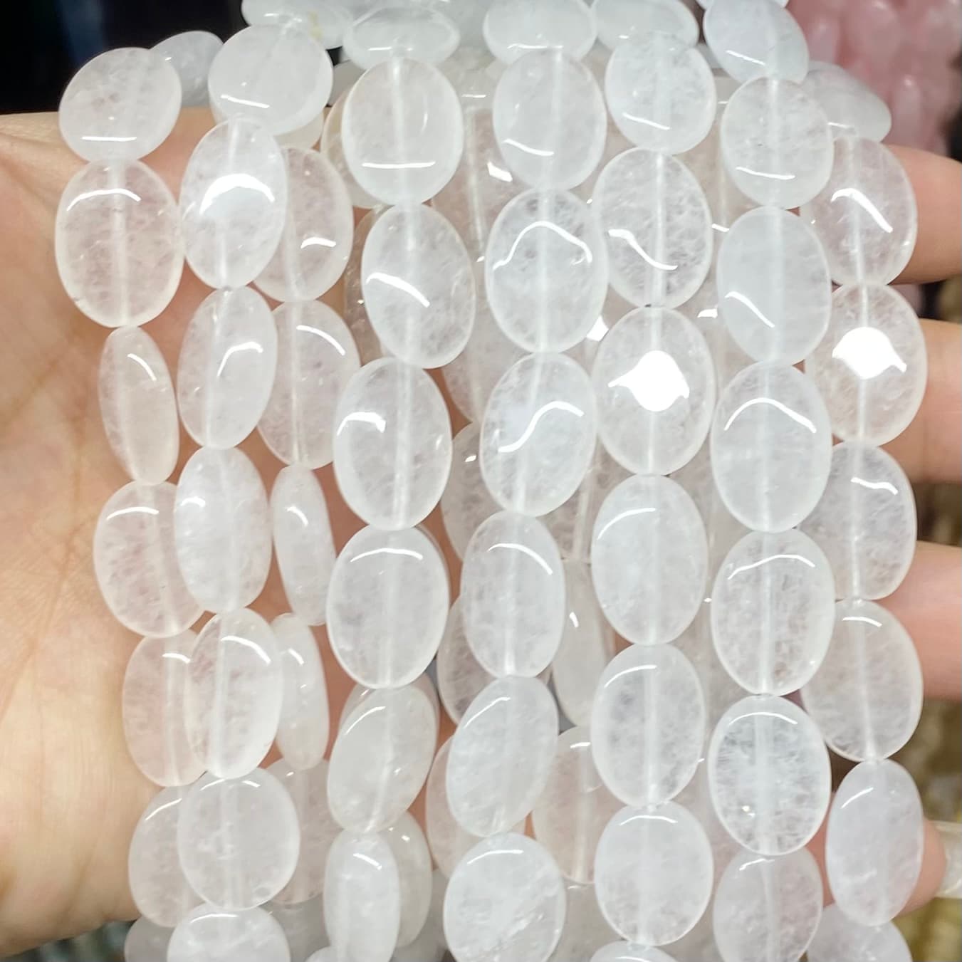 Smooth Flat Oval Beads 10x14mm Quartz/Jasper/Agate/Crystal