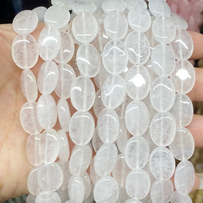 Smooth Flat Oval Beads 10x14mm Quartz/Jasper/Agate/Crystal