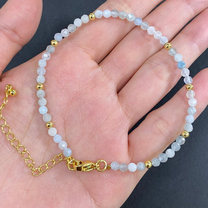 Aquamarine Linked Crystal Bracelet for Focus and Concentration