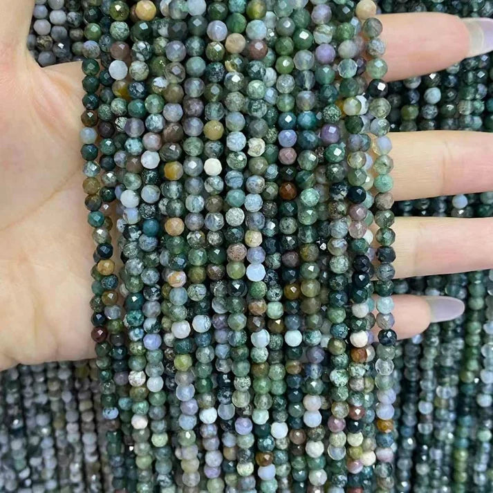 Indian Agate Tiny Faceted Round Beads 2mm 3mm 4mm