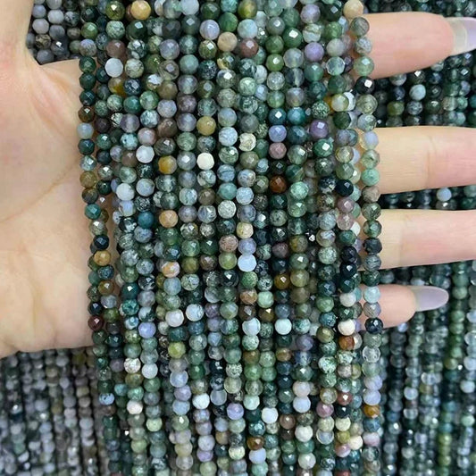 Indian Agate Tiny Faceted Round Beads 2mm 3mm 4mm