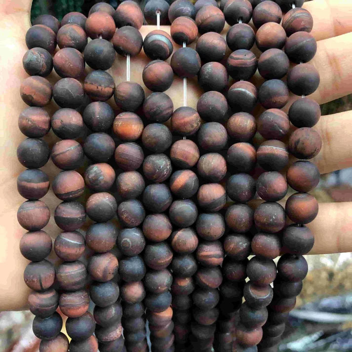 Round Matte Tigers Eye Beads