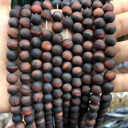 Round Matte Tigers Eye Beads