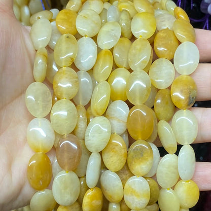 Smooth Flat Oval Beads 10x14mm Quartz/Jasper/Agate/Crystal