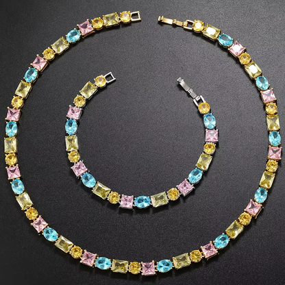Stunning Jade Diamond Jewelry Set with Necklace, Earrings, Ring and Luxury Gift Box
