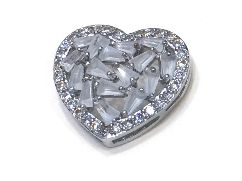 1PCS Brass Cubic Zirconia Heart Accessories