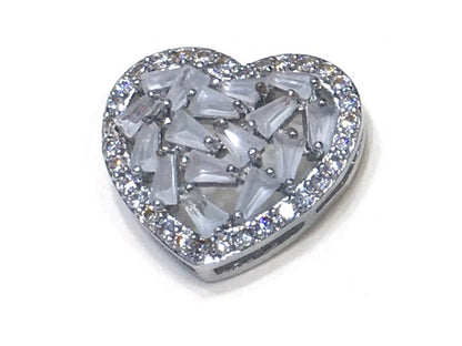 1PCS Brass Cubic Zirconia Heart Accessories