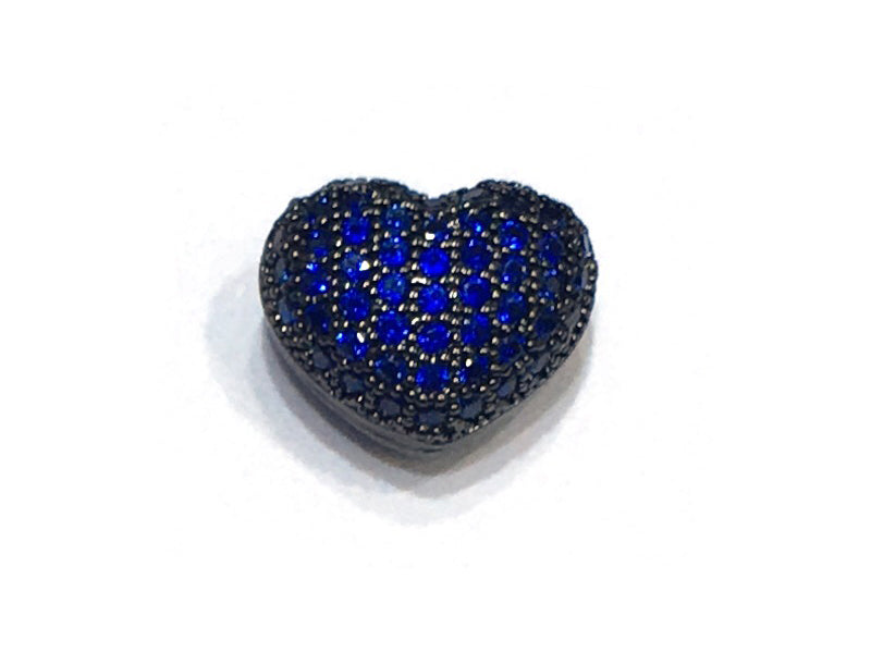 1PCS Brass Cubic Zirconia Heart Beads