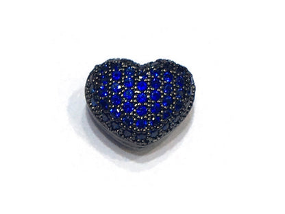1PCS Brass Cubic Zirconia Heart Beads
