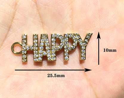 1PCS Brass Cubic Zirconia Vocabulary Slogan Charm