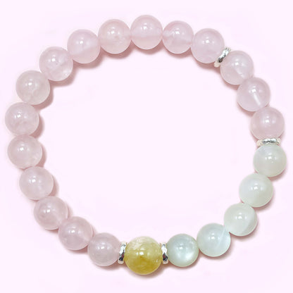 Multi Rose Quartz Crystal Bracelet for Love and Relationship
