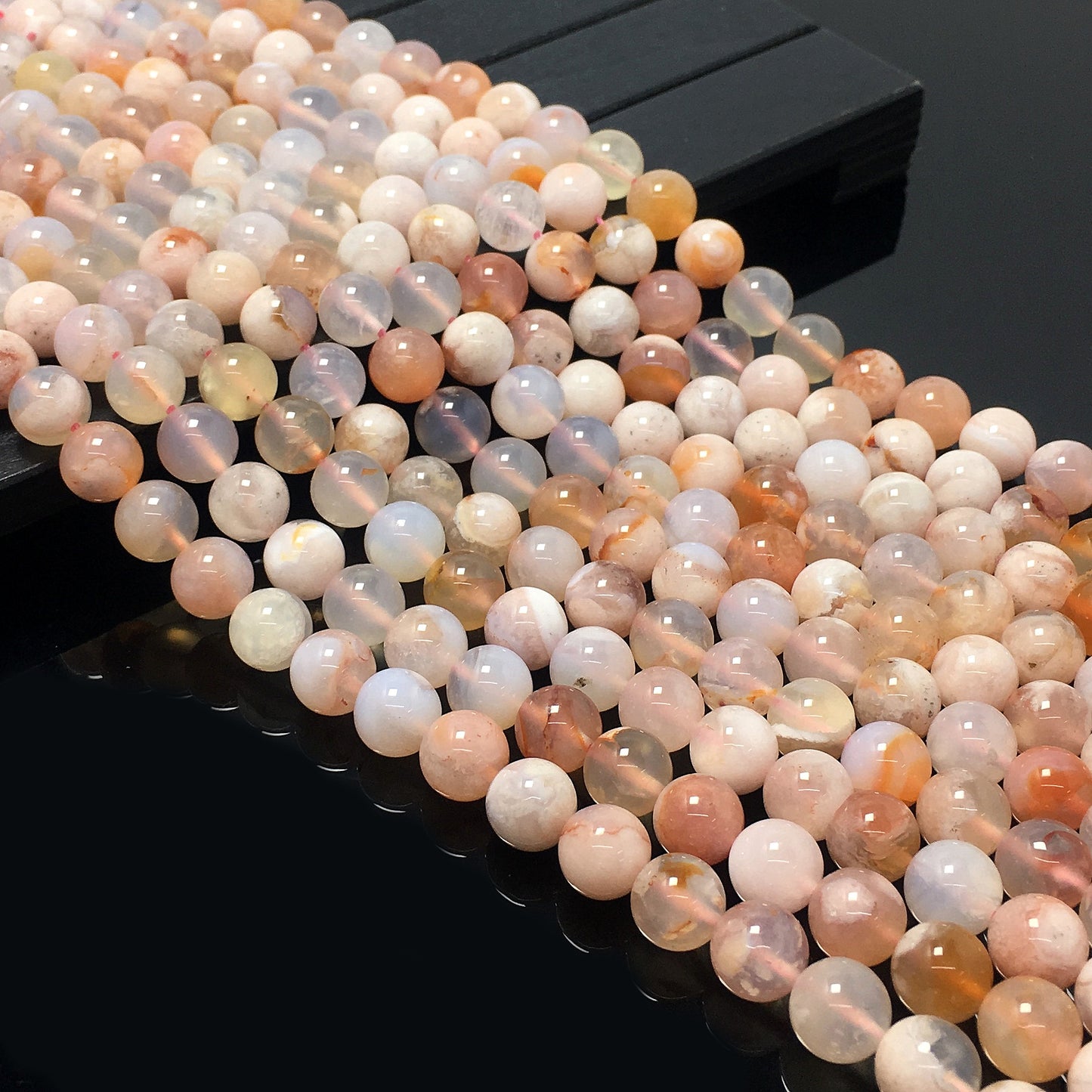 Higher Quality Cherry Blossom Agate Round Beads