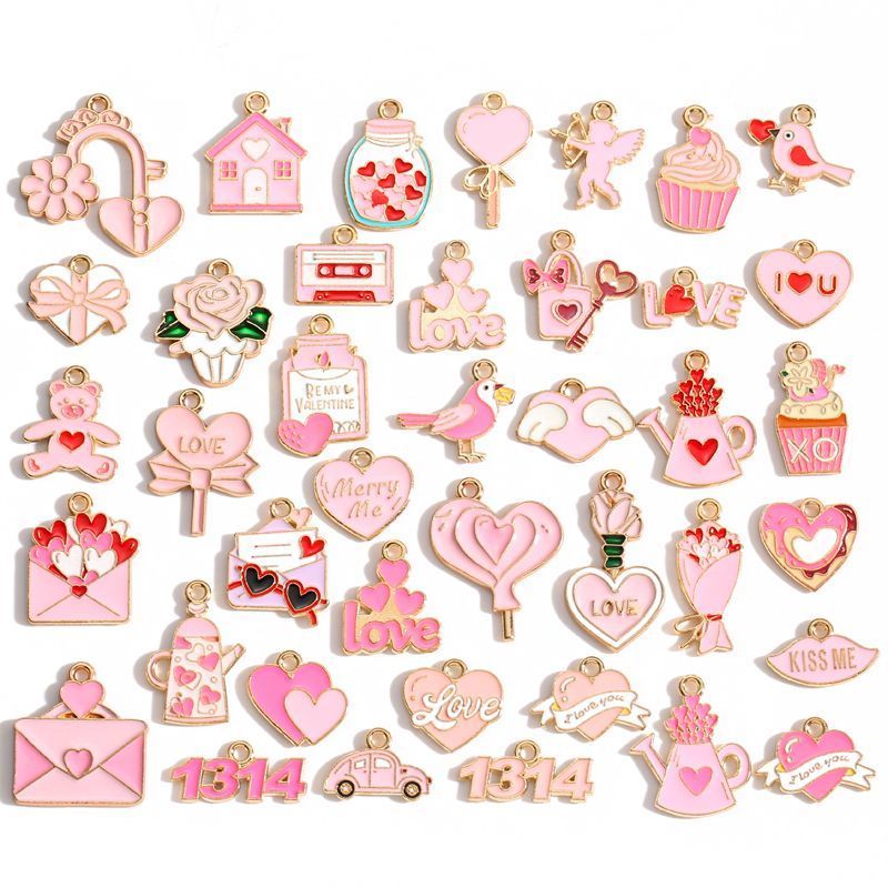 5PCS Valentines Theme Collection Charm For Jewelry Making Findings