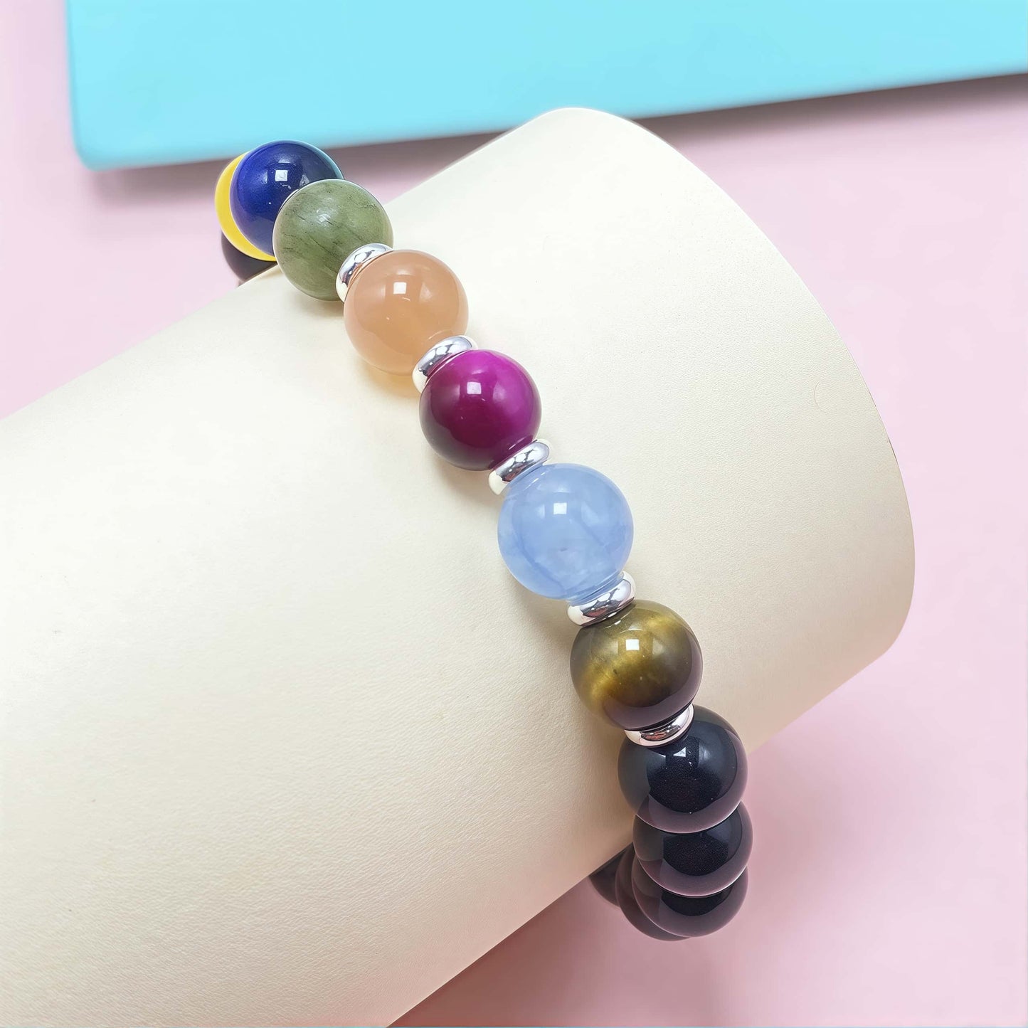Natural Onyx Seven Chakra Crystal Bracelet