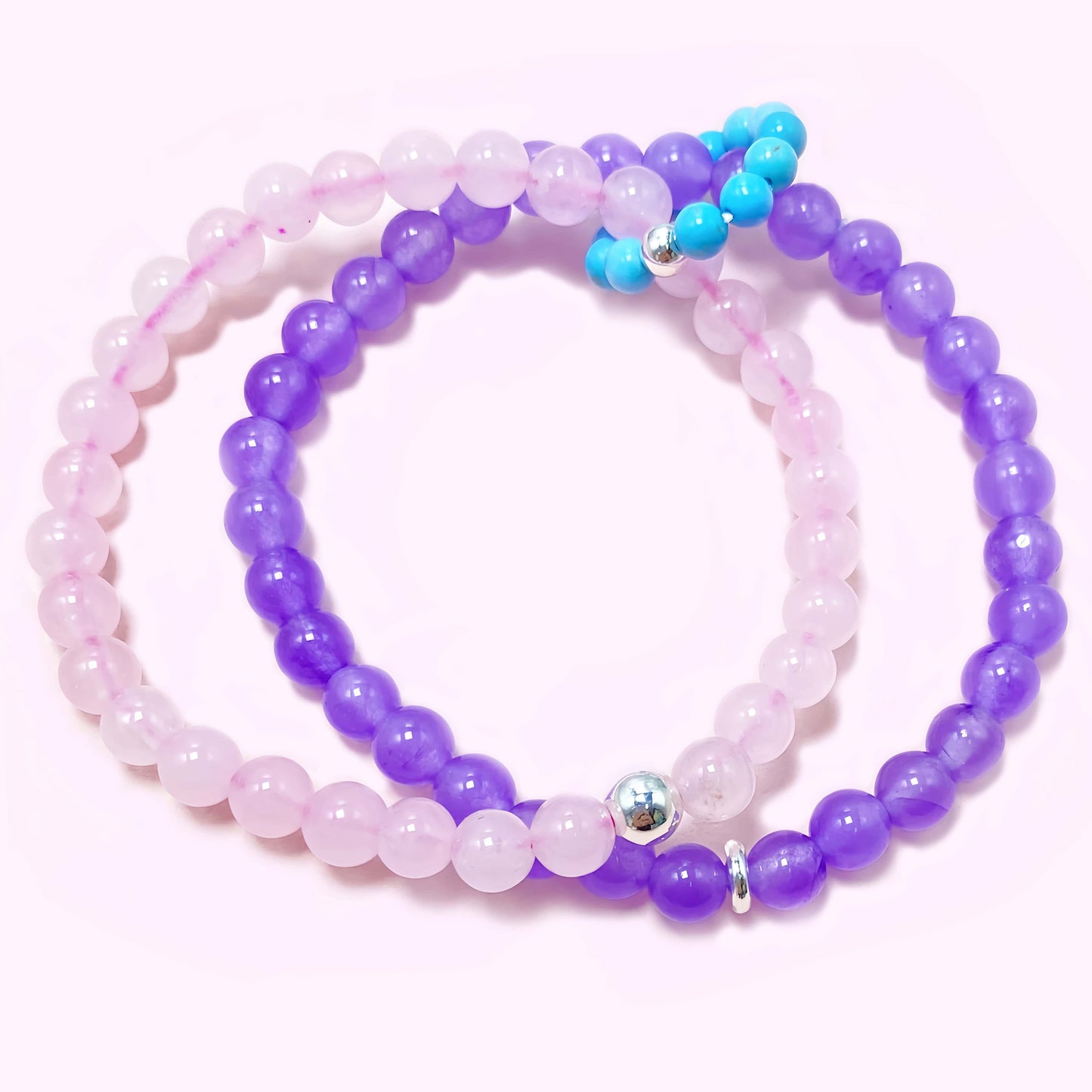 Double Amethyst Crystal Bracelet for Love and Relationship