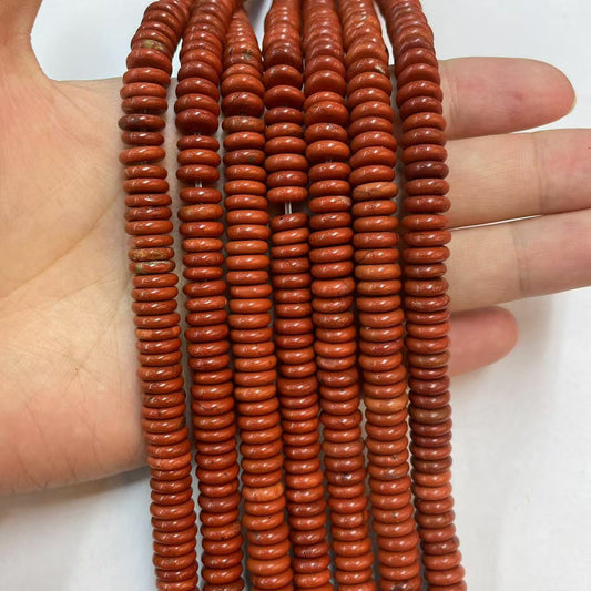 Rondelle Shape Red Creek Jasper Beads