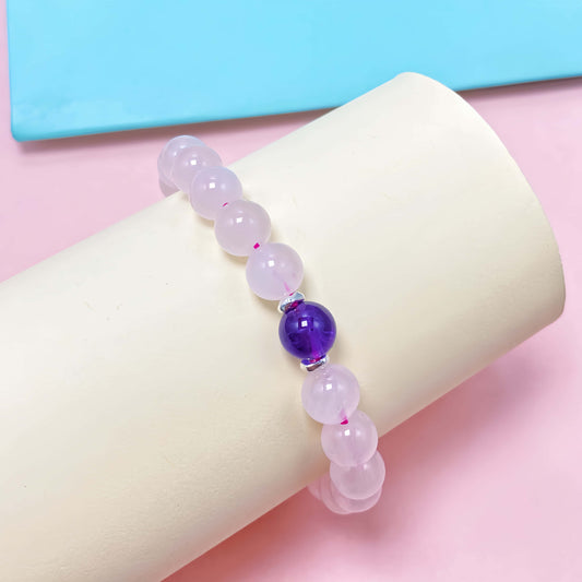Natural Round Amethyst Crystal Bracelet for Love and Relationship
