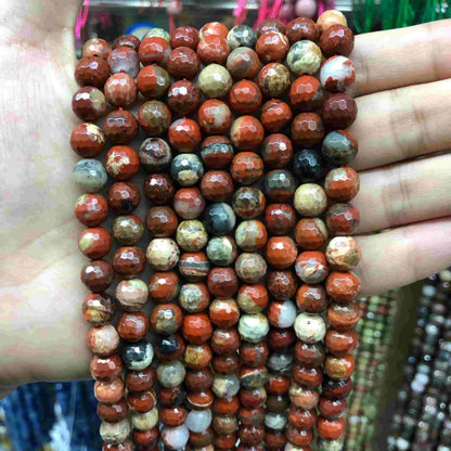Round Faceted Beads Crystal/Quartz/Jasper/Agate 6mm 8mm 10mm